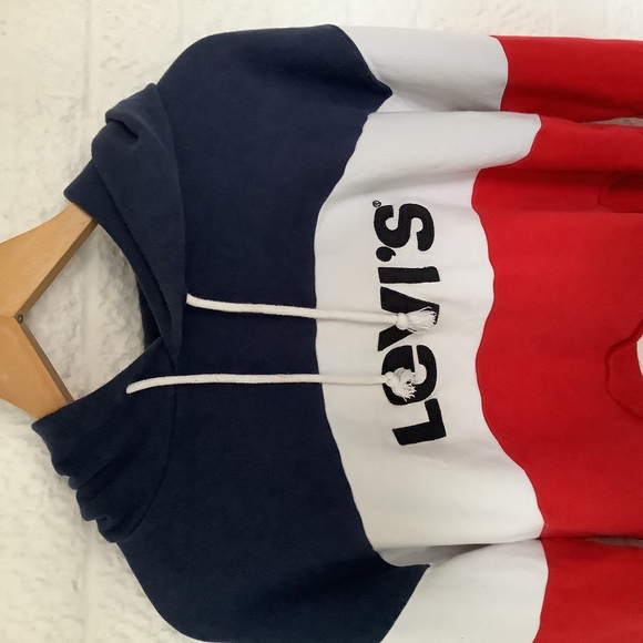 Levi’s Cropped Hoodie - Size M - Red, White & Blue - Cotton - P2P 23” - Picture 7 of 8